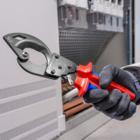 KNIPEX 95 31 250 Kabelschneider (Ratschenprinzip) mit Mehrkomponenten-Hüllen schwarz atramentiert 250 mm