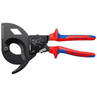 KNIPEX 95 31 280 Kabelschneider (Ratschenprinzip) mit Mehrkomponenten-Hüllen schwarz atramentiert 280 mm