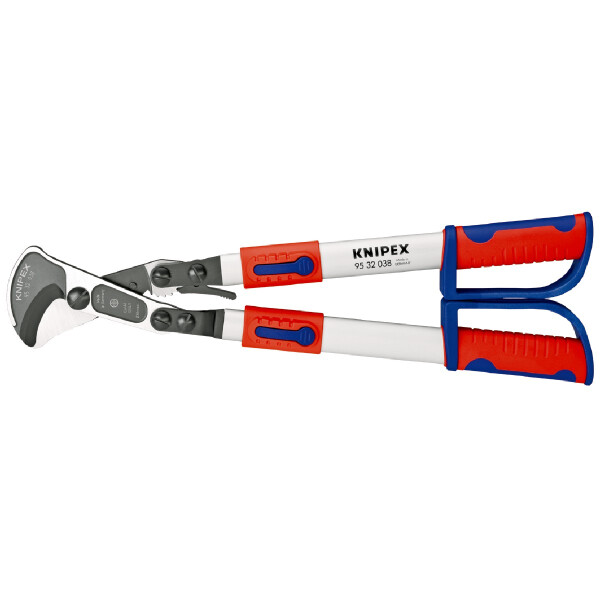 KNIPEX 95 32 038 Kabelschere (Ratschenprinzip) mit Teleskopschenkeln mit Mehrkomponenten-Hüllen 570 mm