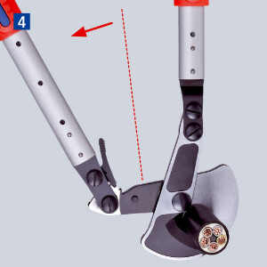 KNIPEX 95 32 038 Kabelschere (Ratschenprinzip) mit Teleskopschenkeln mit Mehrkomponenten-Hüllen 570 mm