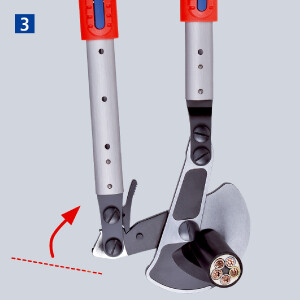KNIPEX 95 32 038 Kabelschere (Ratschenprinzip) mit Teleskopschenkeln mit Mehrkomponenten-Hüllen 570 mm
