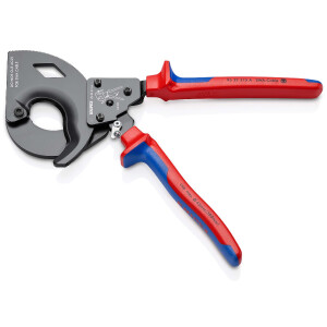 KNIPEX 95 32 315 A Kabelschneider (Ratschenprinzip) für stahlarmierte Kabel (SWA-Kabel) mit Mehrkomponenten-Hüllen schwarz lackiert 315 mm