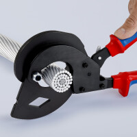 KNIPEX 95 32 340 SR ACSR Freileitungsschneider (Ratschenprinzip) für Freileitungsseile mit Stahlkern mit Mehrkomponenten-Hüllen brüniert 340 mm