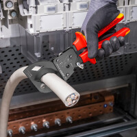 KNIPEX 95 36 250 Kabelschneider (Ratschenprinzip) isoliert mit Mehrkomponenten-Hüllen, VDE-geprüft schwarz atramentiert 250 mm