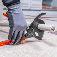 KNIPEX 95 36 280 Kabelschneider (Ratschenprinzip) isoliert mit Mehrkomponenten-Hüllen, VDE-geprüft schwarz atramentiert 280 mm