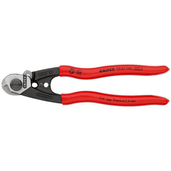 KNIPEX 95 61 190 SB Drahtseilschere geschmiedet mit Kunststoff überzogen 190 mm