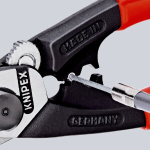 KNIPEX 95 62 190 T BK Drahtseilschere geschmiedet mit Mehrkomponenten-Hüllen, mit integrierter Befestigungsöse zum Anbringen einer Absturzsicherung 190 mm