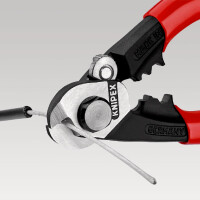 KNIPEX 95 62 190 T BK Drahtseilschere geschmiedet mit Mehrkomponenten-Hüllen, mit integrierter Befestigungsöse zum Anbringen einer Absturzsicherung 190 mm