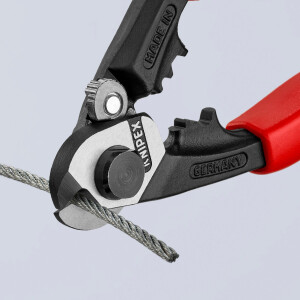 KNIPEX 95 62 190 Drahtseilschere geschmiedet mit Mehrkomponenten-Hüllen 190 mm