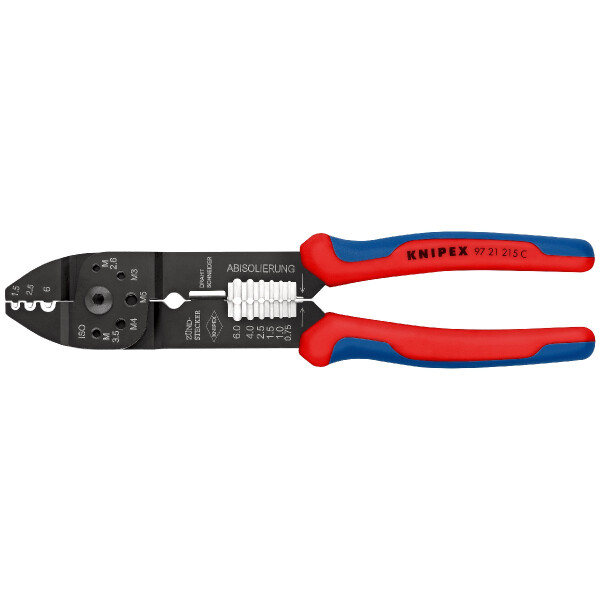 KNIPEX 97 21 215 C Crimpzange mit Mehrkomponenten-Hüllen schwarz lackiert 230 mm