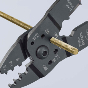 KNIPEX 97 21 215 C Crimpzange mit Mehrkomponenten-Hüllen schwarz lackiert 230 mm