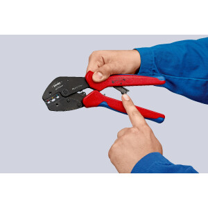 KNIPEX 97 33 01 MultiCrimp® Crimpzange mit Wechselmagazin mit Mehrkomponenten-Hüllen brüniert 250 mm