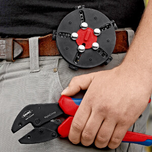 KNIPEX 97 33 02 MultiCrimp® Crimpzange mit Wechselmagazin mit Mehrkomponenten-Hüllen brüniert 250 mm