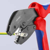KNIPEX 97 33 03 MultiCrimp® Crimpzange mit Wechselmagazin mit Mehrkomponenten-Hüllen brüniert 250 mm