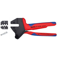 KNIPEX 97 43 66 Crimp-Systemzange MC4® & MC4® Evo 2 für auswechselbare Crimpeinsätze für MC4® Multi-Connect-Verbinder (bis 6 mm²) mit Mehrkomponenten-Hüllen brüniert 200 mm