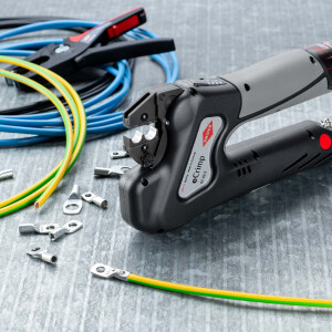 KNIPEX 97 43 E eCrimp Elektromechanische Crimp-Systemzange für auswechselbare Crimpeinsätze 270 mm