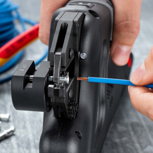 KNIPEX 97 43 E eCrimp Elektromechanische Crimp-Systemzange für auswechselbare Crimpeinsätze 270 mm