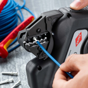 KNIPEX 97 43 E eCrimp Elektromechanische Crimp-Systemzange für auswechselbare Crimpeinsätze 270 mm