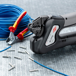 KNIPEX 97 43 E eCrimp Elektromechanische Crimp-Systemzange für auswechselbare Crimpeinsätze 270 mm