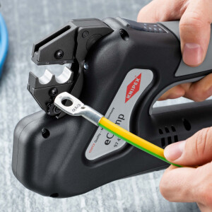 KNIPEX 97 43 E eCrimp Elektromechanische Crimp-Systemzange für auswechselbare Crimpeinsätze 270 mm
