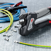 KNIPEX 97 43 E eCrimp Elektromechanische Crimp-Systemzange für auswechselbare Crimpeinsätze 270 mm