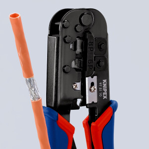 KNIPEX 97 51 10 Crimpzange für Westernstecker mit Mehrkomponenten-Hüllen brüniert 190 mm