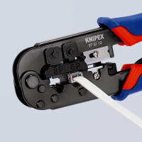 KNIPEX 97 51 10 Crimpzange für Westernstecker mit Mehrkomponenten-Hüllen brüniert 190 mm