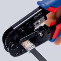 KNIPEX 97 51 10 Crimpzange für Westernstecker mit Mehrkomponenten-Hüllen brüniert 190 mm