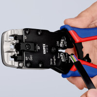KNIPEX 97 51 12 Crimpzange für Westernstecker mit Mehrkomponenten-Hüllen brüniert 200 mm
