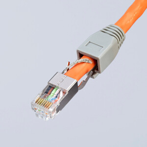 KNIPEX 97 51 13 SB Crimpzange für RJ45-Westernstecker mit Mehrkomponenten-Hüllen brüniert 190 mm