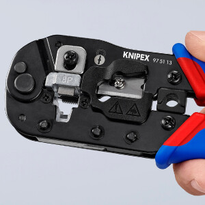 KNIPEX 97 51 13 SB Crimpzange für RJ45-Westernstecker mit Mehrkomponenten-Hüllen brüniert 190 mm