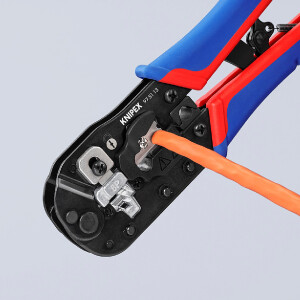 KNIPEX 97 51 13 SB Crimpzange für RJ45-Westernstecker mit Mehrkomponenten-Hüllen brüniert 190 mm