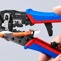 KNIPEX 97 51 13 SB Crimpzange für RJ45-Westernstecker mit Mehrkomponenten-Hüllen brüniert 190 mm