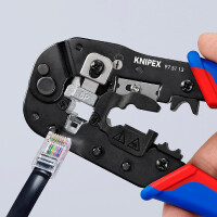 KNIPEX 97 51 13 SB Crimpzange für RJ45-Westernstecker mit Mehrkomponenten-Hüllen brüniert 190 mm