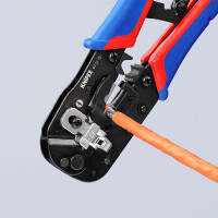 KNIPEX 97 51 13 SB Crimpzange für RJ45-Westernstecker mit Mehrkomponenten-Hüllen brüniert 190 mm