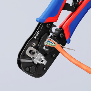KNIPEX 97 51 13 Crimpzange für RJ45-Westernstecker mit Mehrkomponenten-Hüllen brüniert 190 mm