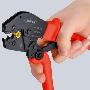 KNIPEX 97 52 09 SB Crimpzange auch für Zweihandbedienung mit rutschhemmenden Kunststoff-Hüllen brüniert 250 mm