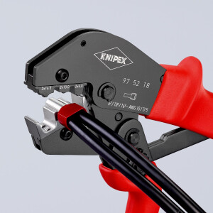 KNIPEX 97 52 18 Crimpzange auch für Zweihandbedienung mit rutschhemmendem Kunststoff überzogen brüniert 250 mm