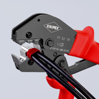 KNIPEX 97 52 18 Crimpzange auch für Zweihandbedienung mit rutschhemmendem Kunststoff überzogen brüniert 250 mm