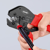 KNIPEX 97 52 18 Crimpzange auch für Zweihandbedienung mit rutschhemmendem Kunststoff überzogen brüniert 250 mm