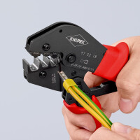KNIPEX 97 52 18 Crimpzange auch für Zweihandbedienung mit rutschhemmendem Kunststoff überzogen brüniert 250 mm
