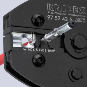 KNIPEX 97 52 42 6 SB PreciForce® Crimpzange für MC4®-/MC4® Evo 2-Steckverbinder mit rutschhemmenden Kunststoff-Hüllen brüniert 220 mm