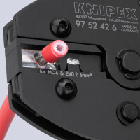 KNIPEX 97 52 42 6 SB PreciForce® Crimpzange für MC4®-/MC4® Evo 2-Steckverbinder mit rutschhemmenden Kunststoff-Hüllen brüniert 220 mm