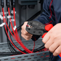 KNIPEX 97 52 42 6 SB PreciForce® Crimpzange für MC4®-/MC4® Evo 2-Steckverbinder mit rutschhemmenden Kunststoff-Hüllen brüniert 220 mm