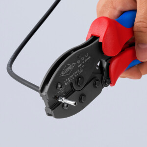 KNIPEX 97 52 42 PreciForce® Crimpzange für MC4®-/MC4® Evo 2-Steckverbinder mit Mehrkomponenten-Hüllen brüniert 220 mm
