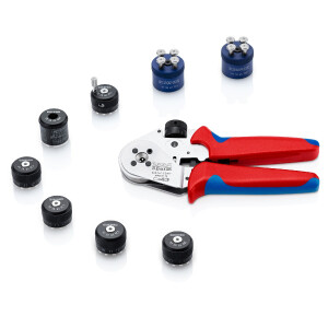 KNIPEX 97 52 63 A Vierdorncrimpzange für gedrehte Kontakte mit Mehrkomponenten-Hüllen verchromt 175 mm