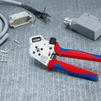 KNIPEX 97 52 65 DG A Vierdorncrimpzange für gedrehte Kontakte mit Mehrkomponenten-Hüllen verchromt 240 mm