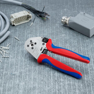 KNIPEX 97 52 65 Vierdorncrimpzange für gedrehte Kontakte mit Mehrkomponenten-Hüllen verchromt 230 mm