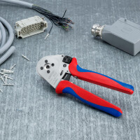 KNIPEX 97 52 65 Vierdorncrimpzange für gedrehte Kontakte mit Mehrkomponenten-Hüllen verchromt 230 mm