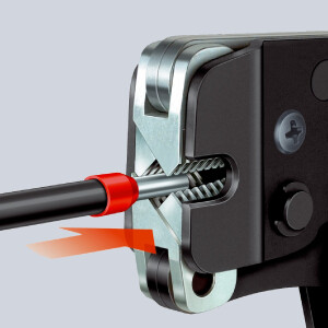 KNIPEX 97 53 08 SB Selbsteinstellende Crimpzange für Aderendhülsen mit Fronteinführung mit Mehrkomponenten-Hüllen brüniert 190 mm